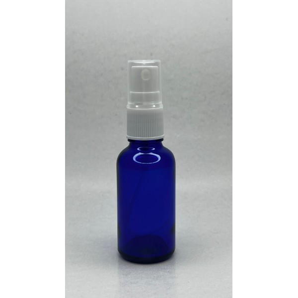 30 ml Mavi (Kobalt) Cam Beyaz Sprey Başlıklı Şişe