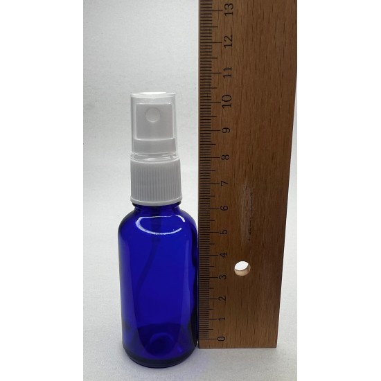 30 ml Mavi (Kobalt) Cam Beyaz Sprey Başlıklı Şişe