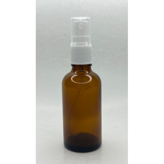 50 ml Kahverengi (Amber) Cam Beyaz Sprey Başlıklı Şişe