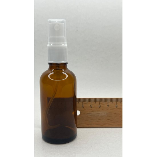50 ml Kahverengi (Amber) Cam Beyaz Sprey Başlıklı Şişe