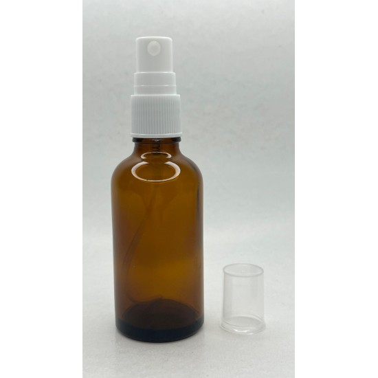 50 ml Kahverengi (Amber) Cam Beyaz Sprey Başlıklı Şişe
