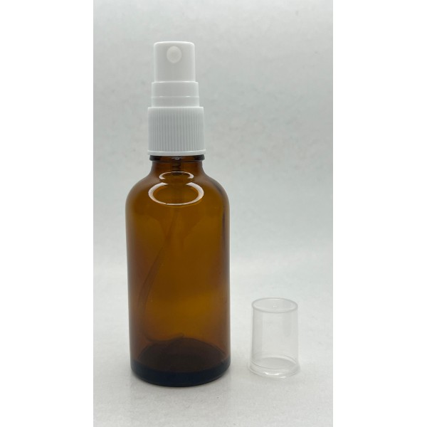 50 ml Kahverengi (Amber) Cam Beyaz Sprey Başlıklı Şişe