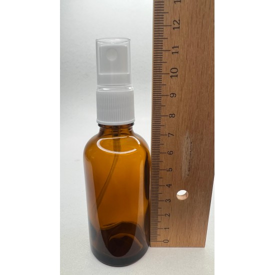 50 ml Kahverengi (Amber) Cam Beyaz Sprey Başlıklı Şişe