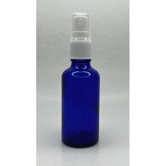 50 ml Mavi (Kobalt) Cam Beyaz Sprey Başlıklı Şişe