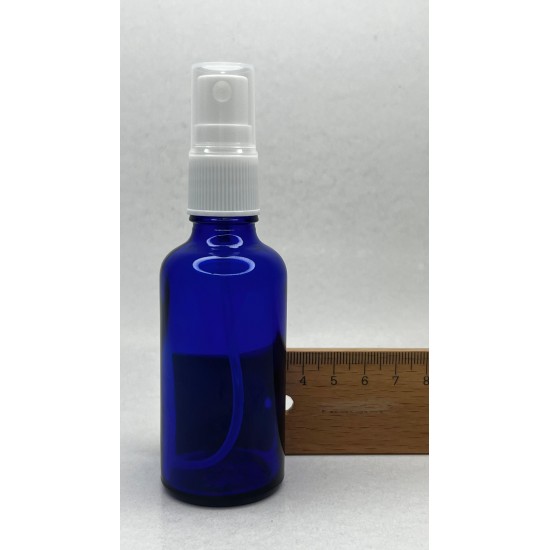 50 ml Mavi (Kobalt) Cam Beyaz Sprey Başlıklı Şişe