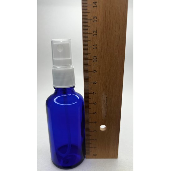 50 ml Mavi (Kobalt) Cam Beyaz Sprey Başlıklı Şişe