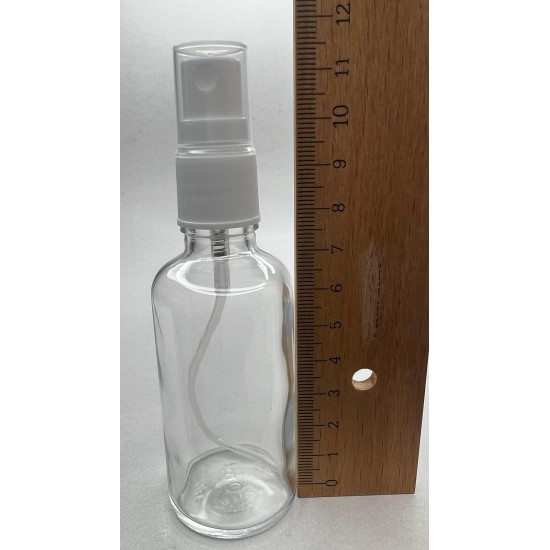 50 ml Şeffaf Cam Beyaz Sprey Başlıklı Şişe