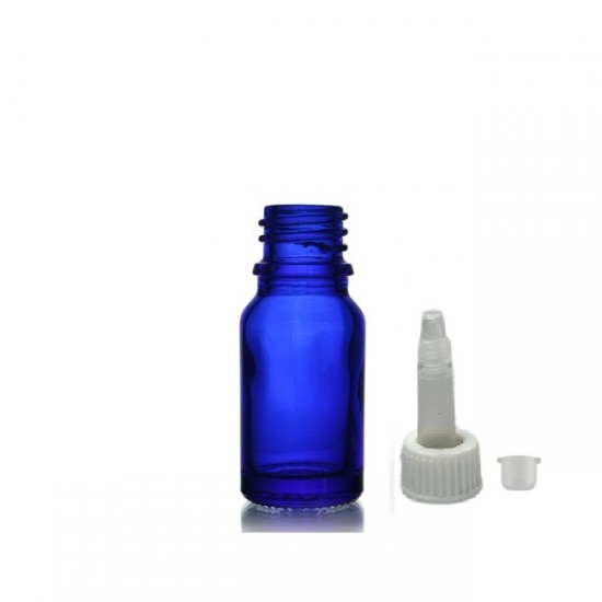 10 ml Mavi (Kobalt) Cam Şişe Üstten Damlalıklı (Minare) Kapaklı