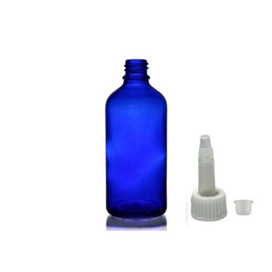 50 ml Mavi (Kobalt) Cam Şişe Üstten Damlalıklı (Minare) Kapaklı
