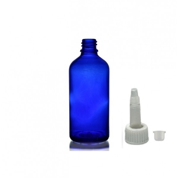 50 ml Mavi (Kobalt) Cam Şişe Üstten Damlalıklı (Minare) Kapaklı
