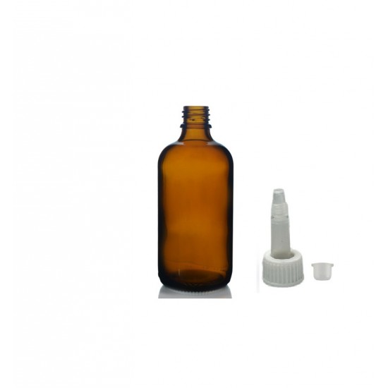 100 ml Kahverengi (Amber) Cam Şişe Üstten Damlalıklı (Minare) Kapaklı