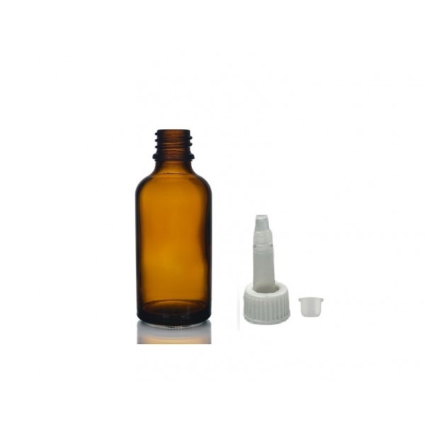 50 ml Kahverengi (Amber) Cam Şişe Üstten Damlalıklı (Minare) Kapaklı