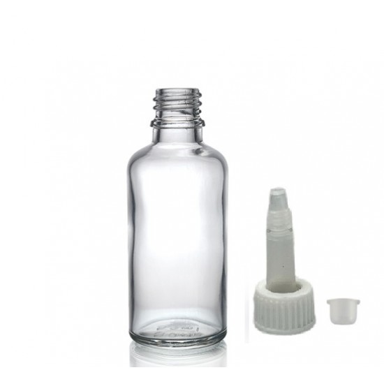 50 ml Şeffaf Cam Şişe Üstten Damlalıklı (Minare) Kapaklı