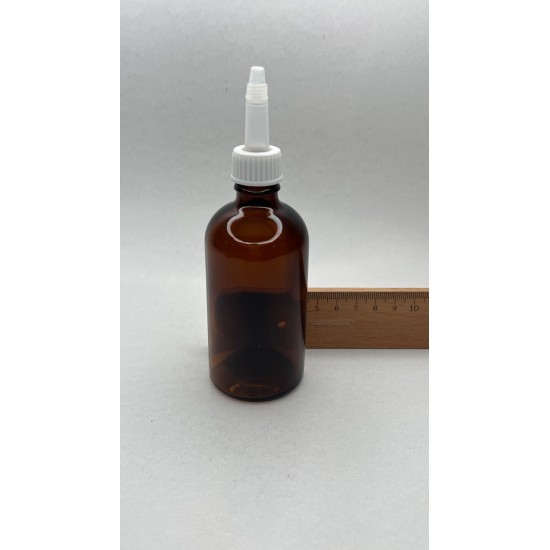 100 ml Kahverengi (Amber) Cam Şişe Üstten Damlalıklı (Minare) Kapaklı