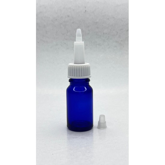 10 ml Mavi (Kobalt) Cam Şişe Üstten Damlalıklı (Minare) Kapaklı