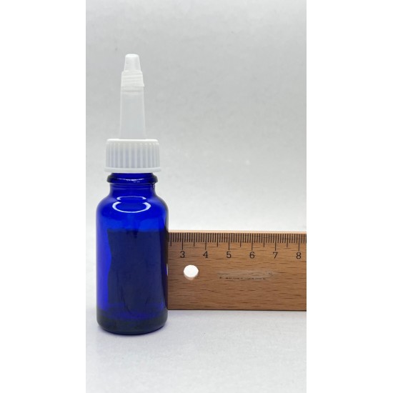 20 ml Mavi (Kobalt) Cam Şişe Üstten Damlalıklı (Minare) Kapaklı
