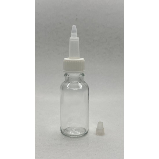 20 ml Şeffaf Cam Şişe Üstten Damlalıklı (Minare) Kapaklı
