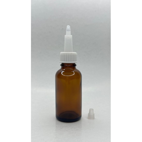 30 ml Kahverengi (Amber) Cam Şişe Üstten Damlalıklı (Minare) Kapaklı
