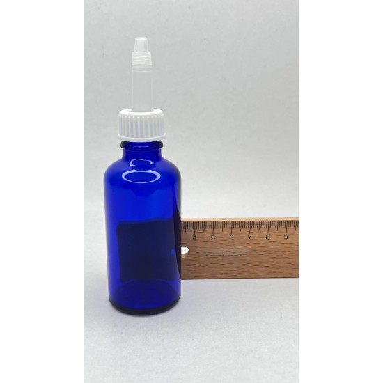 50 ml Mavi (Kobalt) Cam Şişe Üstten Damlalıklı (Minare) Kapaklı