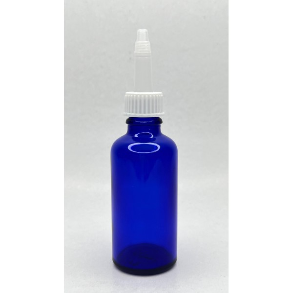 50 ml Mavi (Kobalt) Cam Şişe Üstten Damlalıklı (Minare) Kapaklı