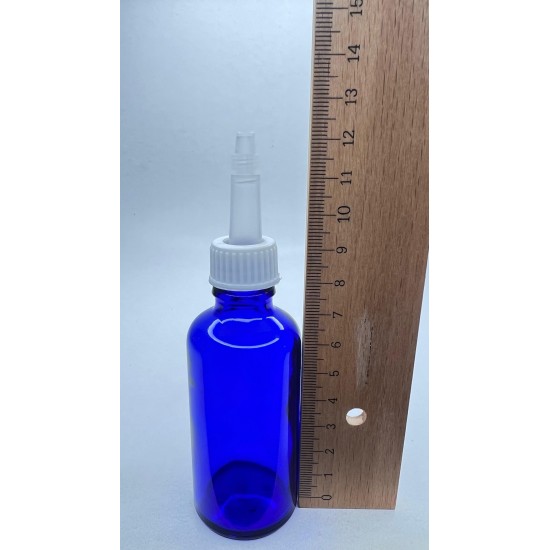 50 ml Mavi (Kobalt) Cam Şişe Üstten Damlalıklı (Minare) Kapaklı