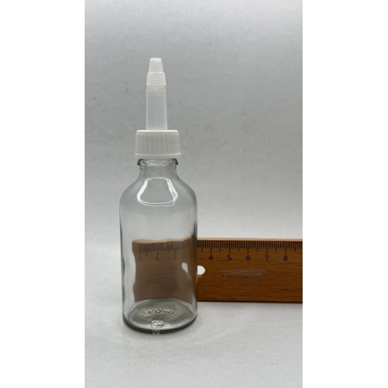 50 ml Şeffaf Cam Şişe Üstten Damlalıklı (Minare) Kapaklı