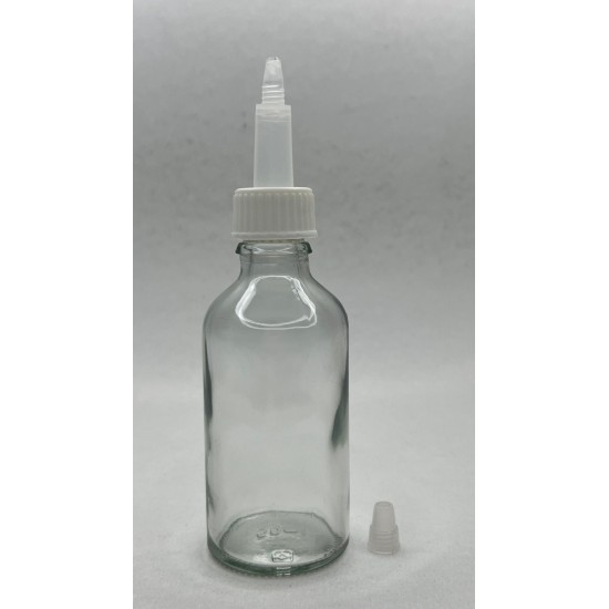 50 ml Şeffaf Cam Şişe Üstten Damlalıklı (Minare) Kapaklı