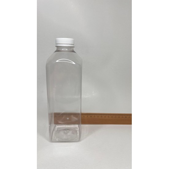1000 ml (1 Litre) Şeffaf PET Detox Suyu Şişesi 38 mm Beyaz Kapaklı