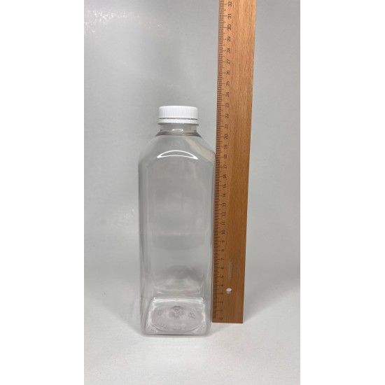 1000 ml (1 Litre) Şeffaf PET Detox Suyu Şişesi 38 mm Beyaz Kapaklı