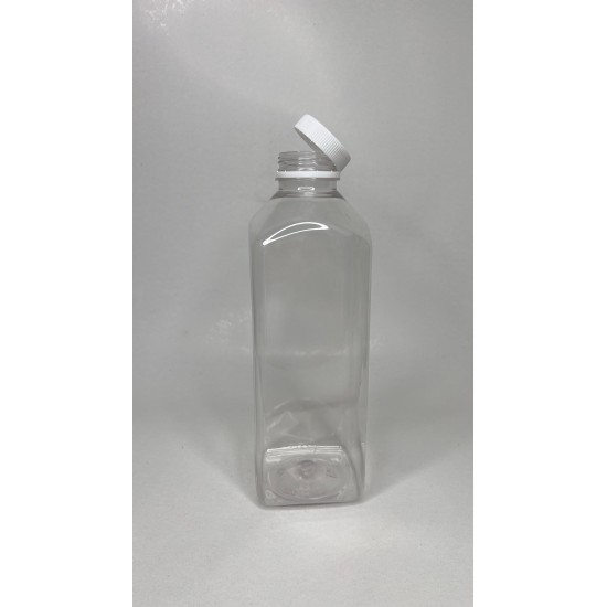 1000 ml (1 Litre) Şeffaf PET Detox Suyu Şişesi 38 mm Beyaz Kapaklı