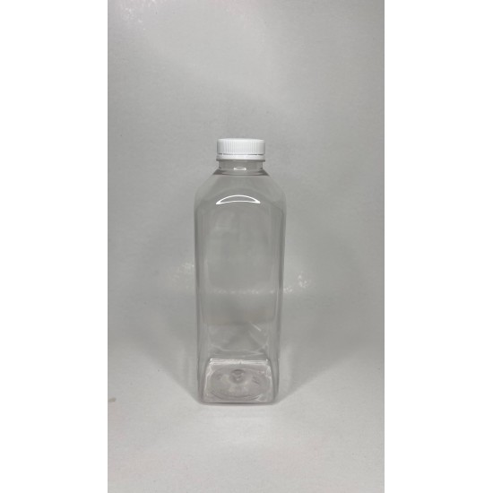 1000 ml (1 Litre) Şeffaf PET Detox Suyu Şişesi 38 mm Beyaz Kapaklı
