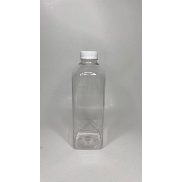 1000 ml (1 Litre) Şeffaf PET Detox Suyu Şişesi 38 mm Beyaz Kapaklı