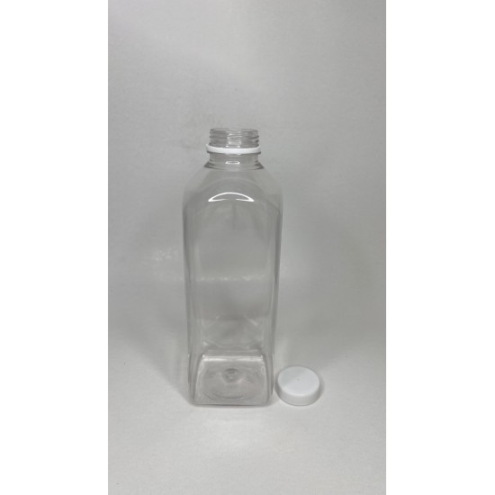 1000 ml (1 Litre) Şeffaf PET Detox Suyu Şişesi 38 mm Beyaz Kapaklı