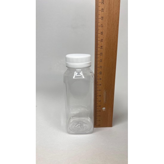 250 ml Şeffaf PET Detox Suyu ve İçecek Şişesi 38 mm Ağız Beyaz Kapaklı