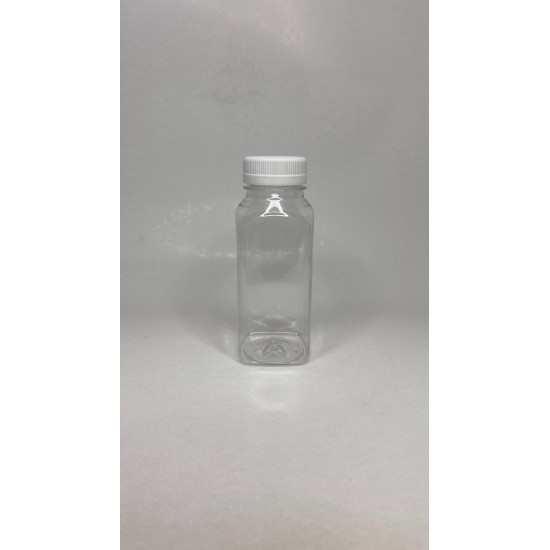 250 ml Şeffaf PET Detox Suyu ve İçecek Şişesi 38 mm Ağız Beyaz Kapaklı