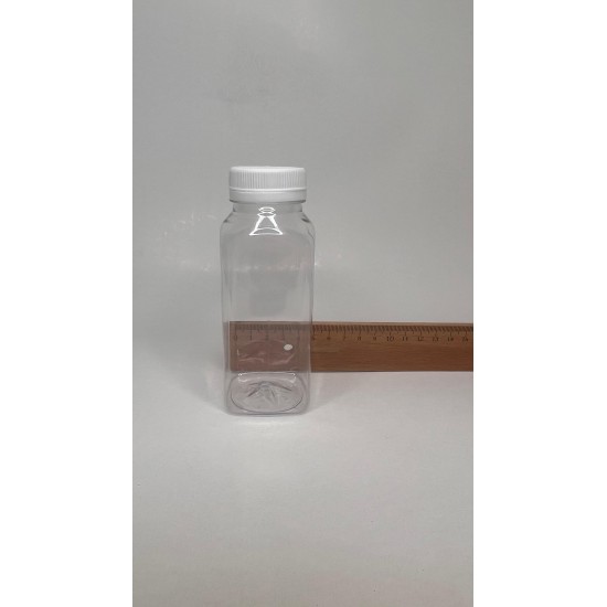 250 ml Şeffaf PET Detox Suyu ve İçecek Şişesi 38 mm Ağız Beyaz Kapaklı