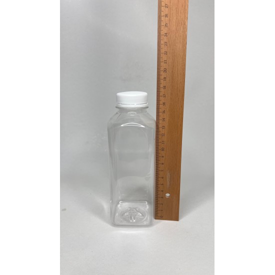 500 ml Şeffaf PET Detox Suyu ve İçecek Şişesi 38 mm Ağız Beyaz Kapaklı