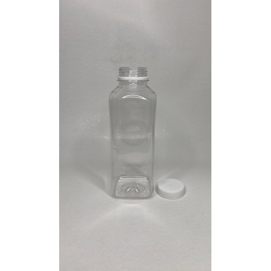 500 ml Şeffaf PET Detox Suyu ve İçecek Şişesi 38 mm Ağız Beyaz Kapaklı