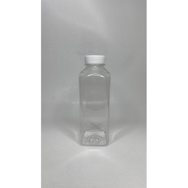 500 ml Şeffaf PET Detox Suyu ve İçecek Şişesi 38 mm Ağız Beyaz Kapaklı
