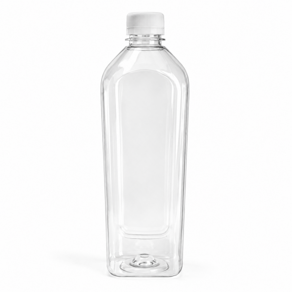 1000 ml (1 Litre) Şeffaf PET Detox Suyu Şişesi 38 mm Beyaz Kapaklı