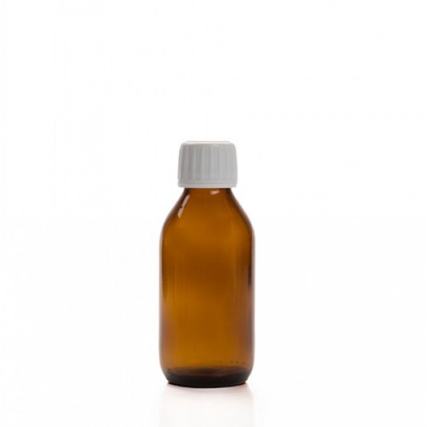 100 ml Kahverengi (Amber) Ecza Şişesi Kilitli Silikon Contalı Kapaklı
