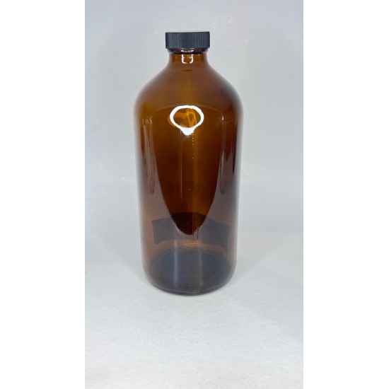 1000 ml (1 Litre) Kahverengi (Amber) Ecza Şişesi Kilitli Silikon Contalı Kapaklı
