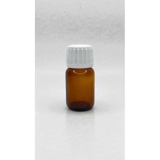 20 ml Kahverengi (Amber) Ecza Şişesi Kilitli Silikon Contalı Kapaklı