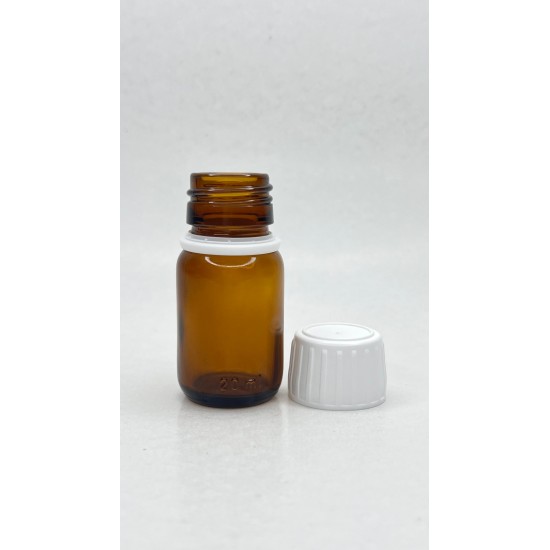 20 ml Kahverengi (Amber) Ecza Şişesi Kilitli Silikon Contalı Kapaklı