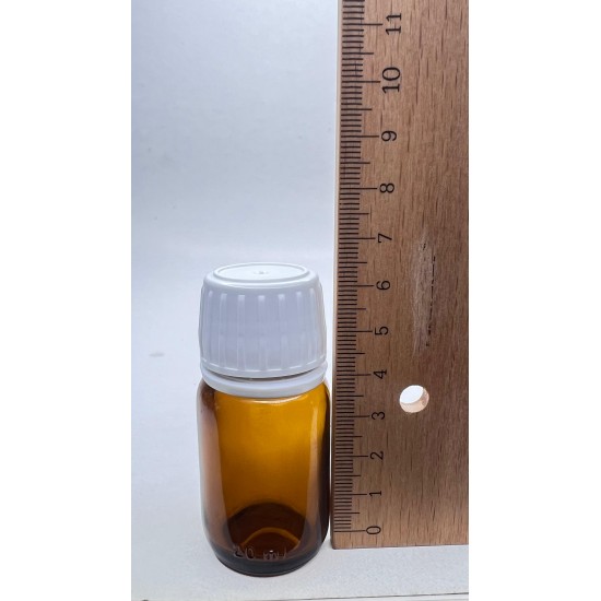 20 ml Kahverengi (Amber) Ecza Şişesi Kilitli Silikon Contalı Kapaklı