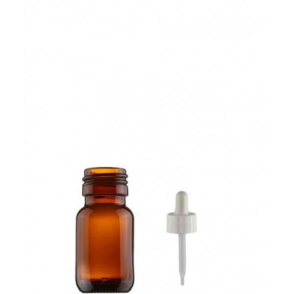 20 ml Kahverengi (Amber) Ecza Şişesi LDK (Lastikli Dereceli Damlalıklı Kapaklı)