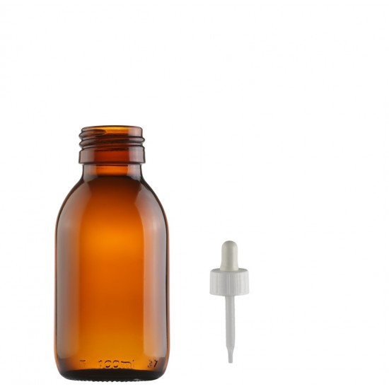 100ml Amber  Ecza Şişesi Plastik Damlalıklı Çubuklu