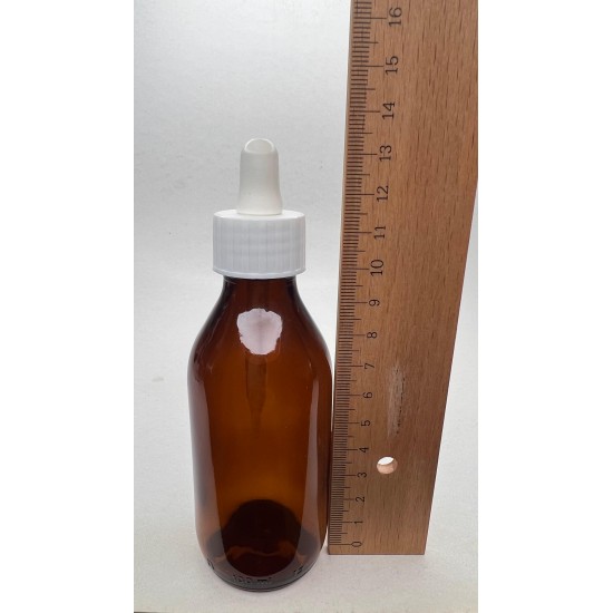 100 ml Kahverengi (Amber) Ecza Şişesi LDK (Lastikli Dereceli Damlalıklı Kapaklı)