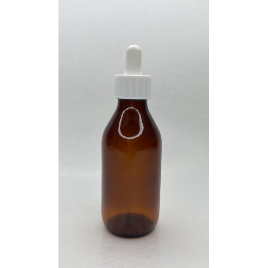 100 ml Kahverengi (Amber) Ecza Şişesi LDK (Lastikli Dereceli Damlalıklı Kapaklı)