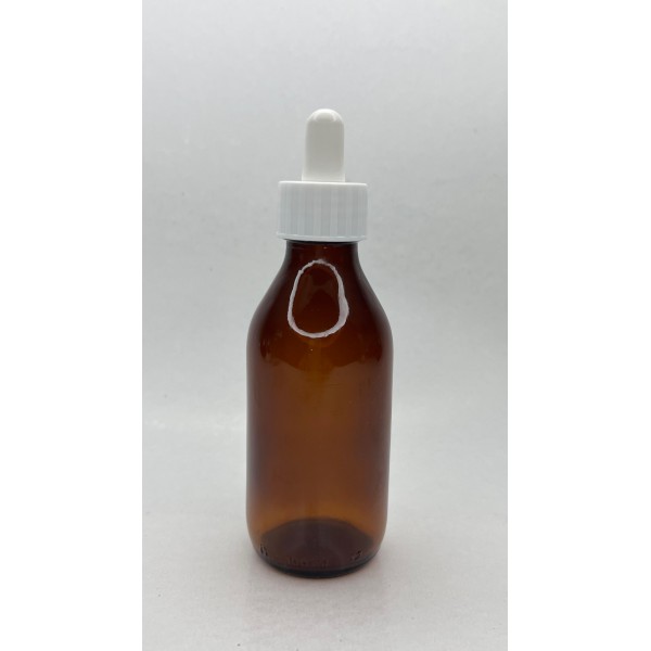 100 ml Kahverengi (Amber) Ecza Şişesi LDK (Lastikli Dereceli Damlalıklı Kapaklı)